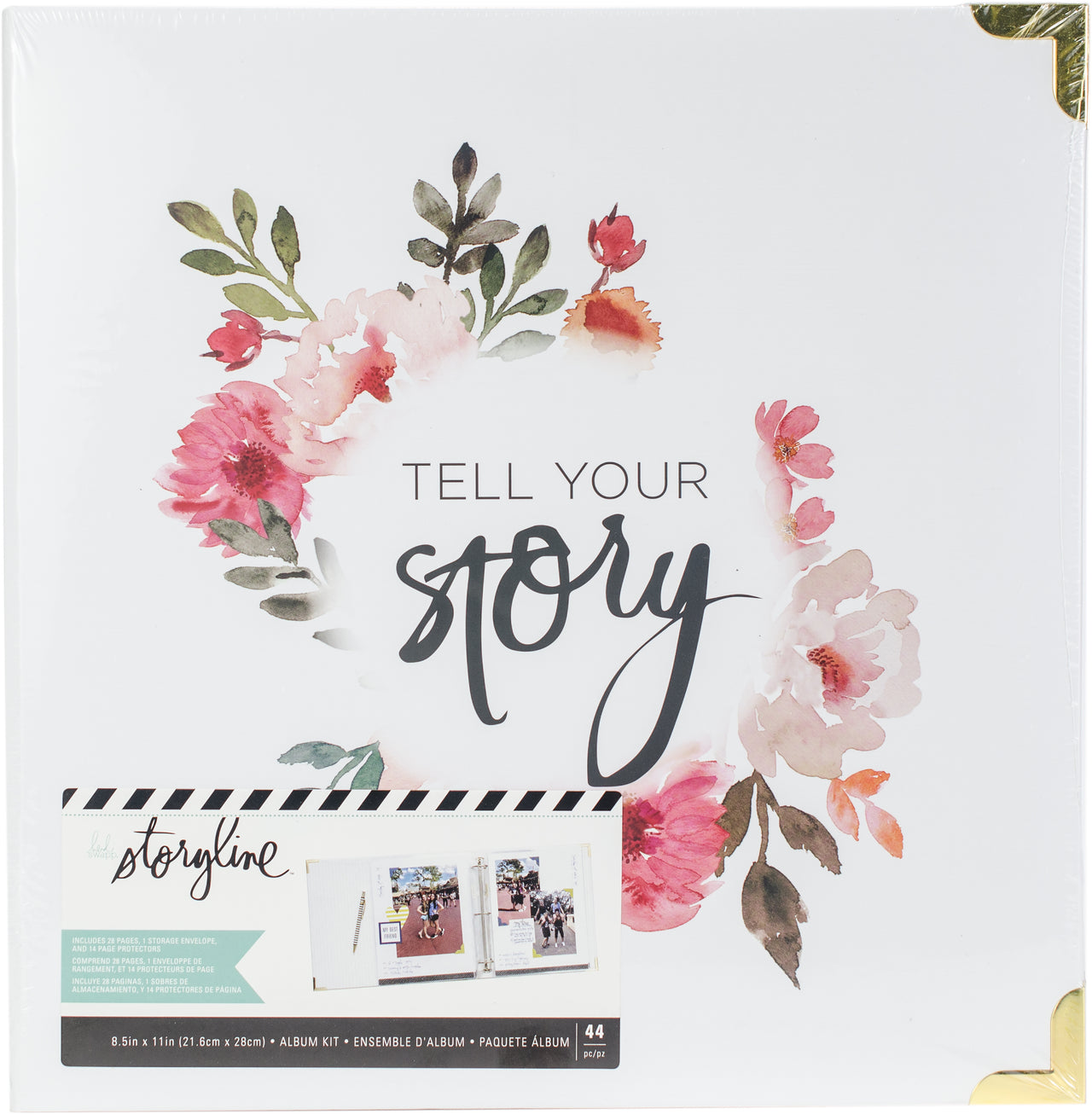 American Crafts Heidi Swapp Storyline2 D-Ring Album 8.5"X11" - White Floral