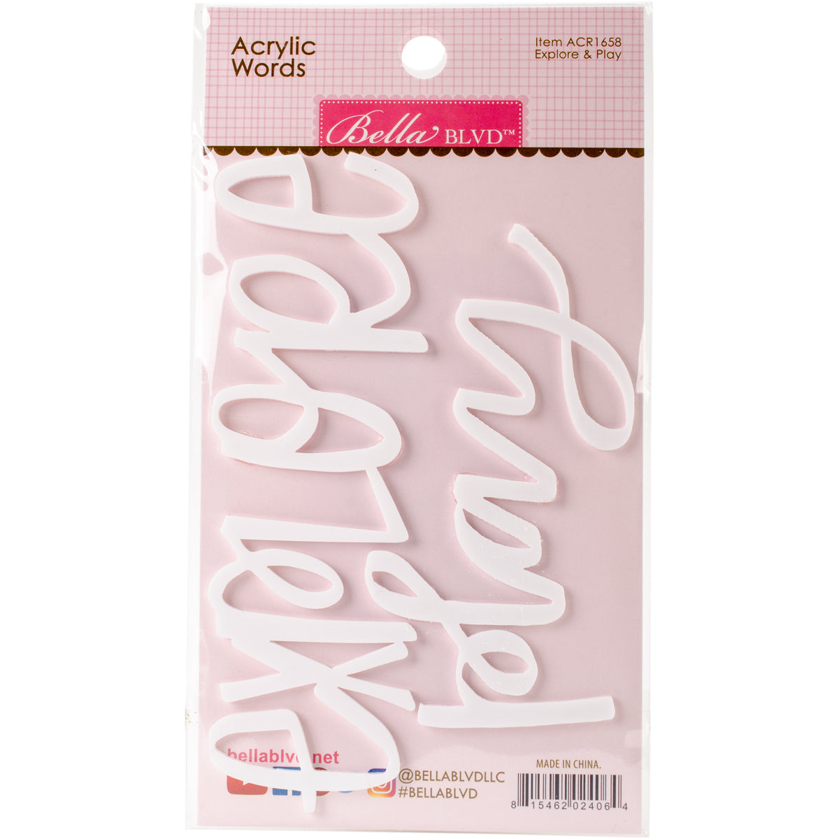 Doodlebug Acrylic White Script Words - Play & Explore