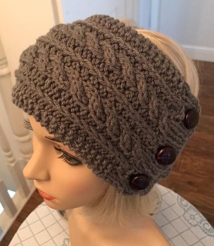 Chunky cable headband ear warmers topless hat