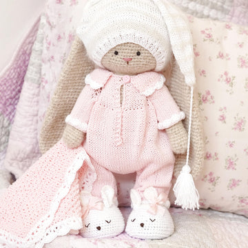 Knitting Pattern Doll clothes Outfit Bedtime Baby for Bunnny, Doll, Cat, Puppy, Lamb