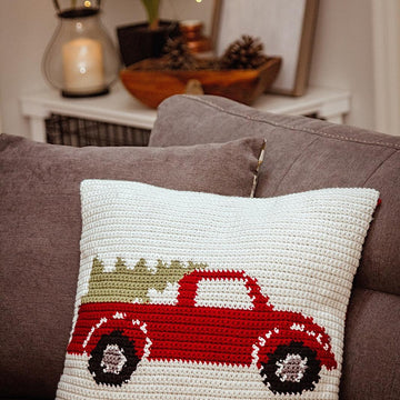 Farmhouse Truck Crochet Pillow Cover
