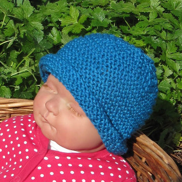 Baby Simple Garter Stitch Roll Brim Beanie Hat