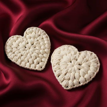 Puff Stitch Heart Coaster