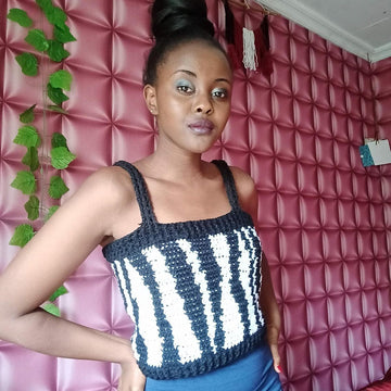 Zebra print crochet top-Animal print crochet top