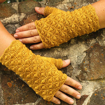 Golden Rod Reversible Fingerless Gloves