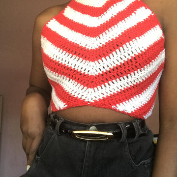 Crochet high neck halter top