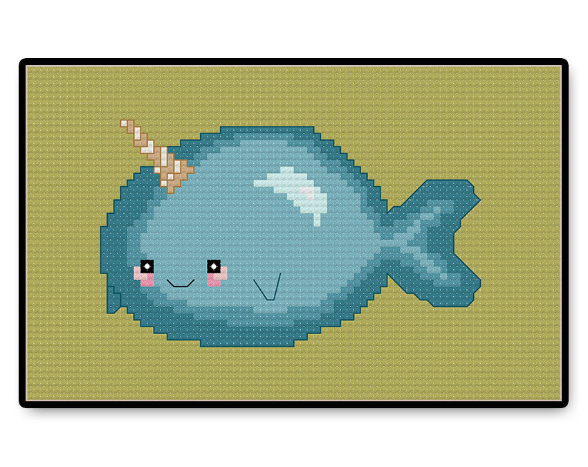 Narwhal Kawaii - PDF Cross Stitch Pattern