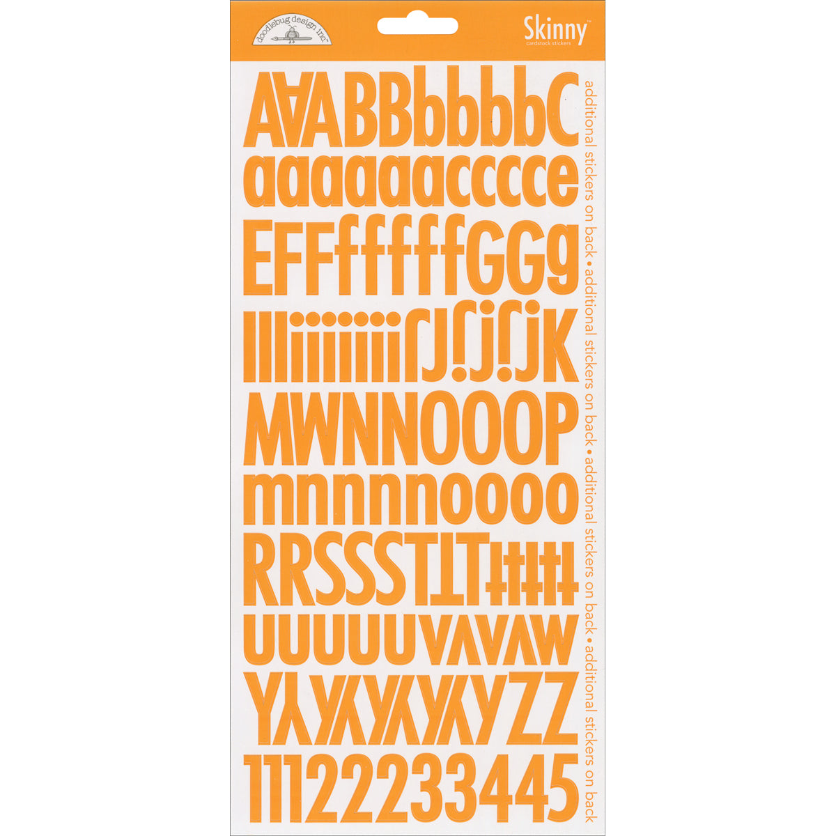 Doodlebug Skinny Cardstock Alpha Stickers 6"x13" 2/Pkg - Tangerine