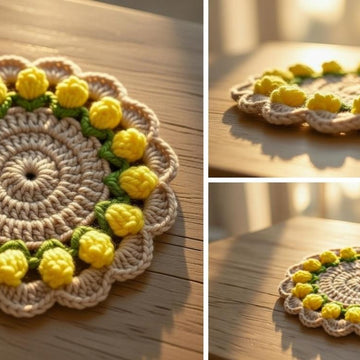Crochet Round Coaster Pattern PDF + Video Tutorial – Easy Beginner Crochet Table Decor