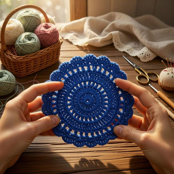Silk Crochet Coaster Pattern | Elegant Round Motif PDF + Video Tutorial | Handmade Home Decor Gift