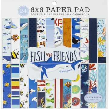 Echo Park Paper Carta Bella Double-Sided Paper Pad 6"X6" 24/Pkg - Fish Are Friends, 12 Designs/2 Each