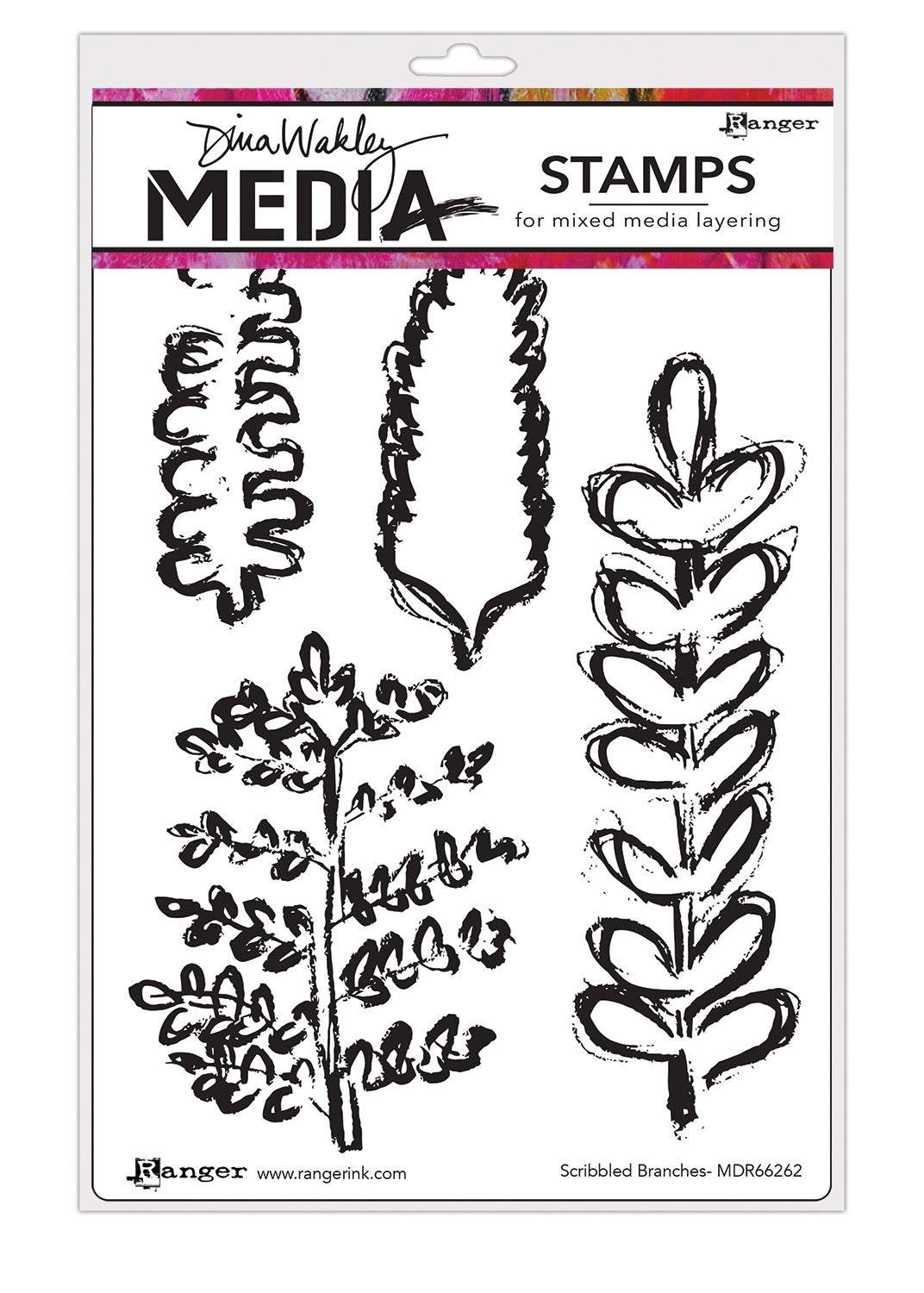 Ranger Dina Wakley Media Cling Stamps 6"X9" - Scribbled Branches
