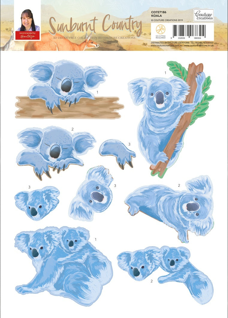 Artdeco Creations Sunburnt Country Decoupage Sheet A4 - Koala