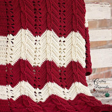 Classic Cable Chevron Afghan