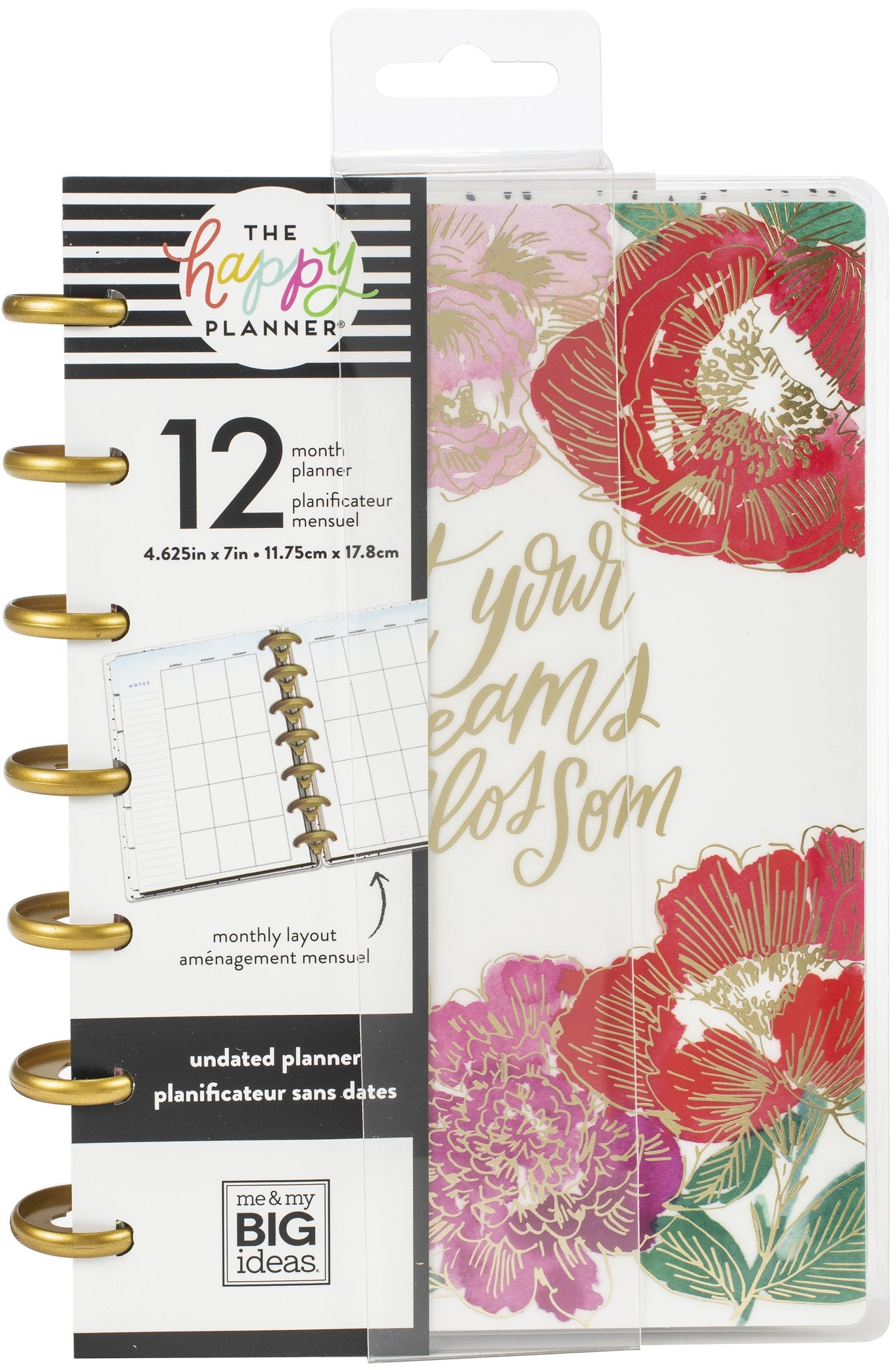 Happy Planner 12-Month Undated Mini Planner 7"X4.625" - Year In Bloom, 12 Month Un