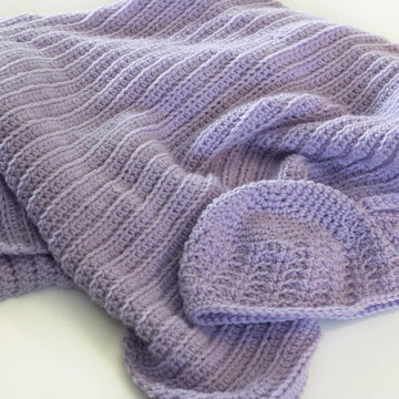 Ribbed Baby Blanket and Hat