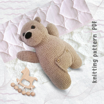 Knitting pattern Cute bear for newborn in vintage style, DIY soft toy