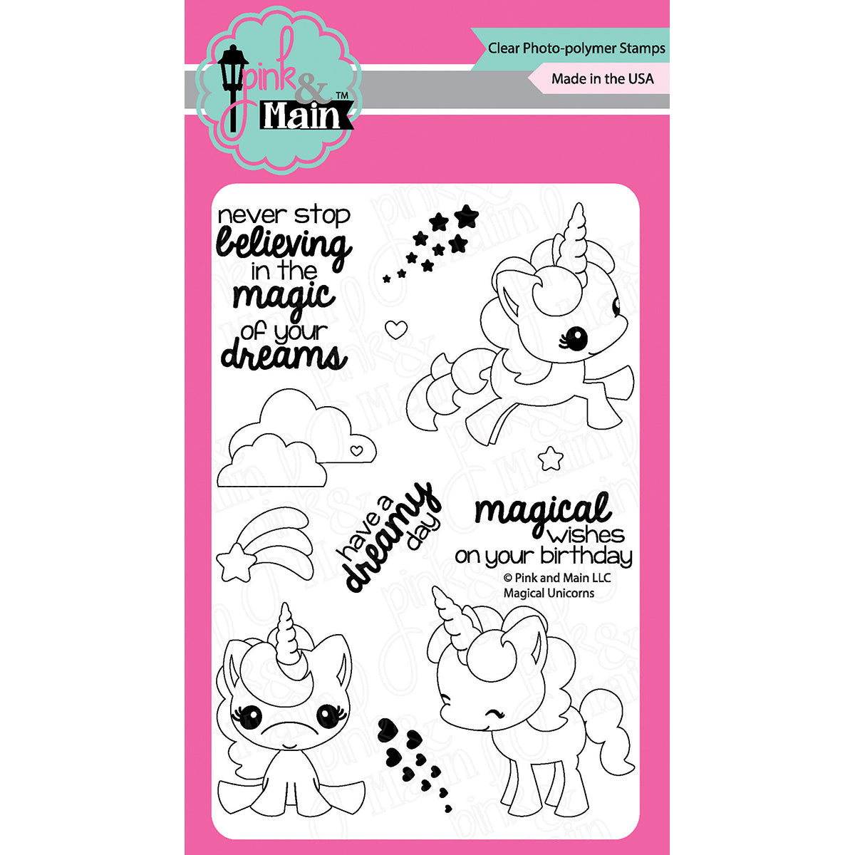 Pink & Main Clear Stamps 4"X6" - Magical Unicorns