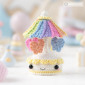 Amigurumi Crochet Pattern for kawaii music box carousel butterfly by AradiyaToys gift tutorial PDF file easy amigurumi pattern DIY project by AradiyaToys (Olka Novytska)