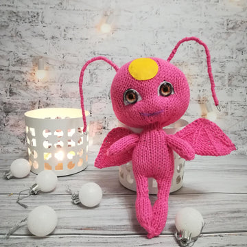 Knitting pattern cute toy pink bug and little fox From the Kwami collection