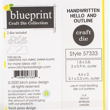 Memory Box Birch Press Designs Dies - Handwritten Hello & Outline