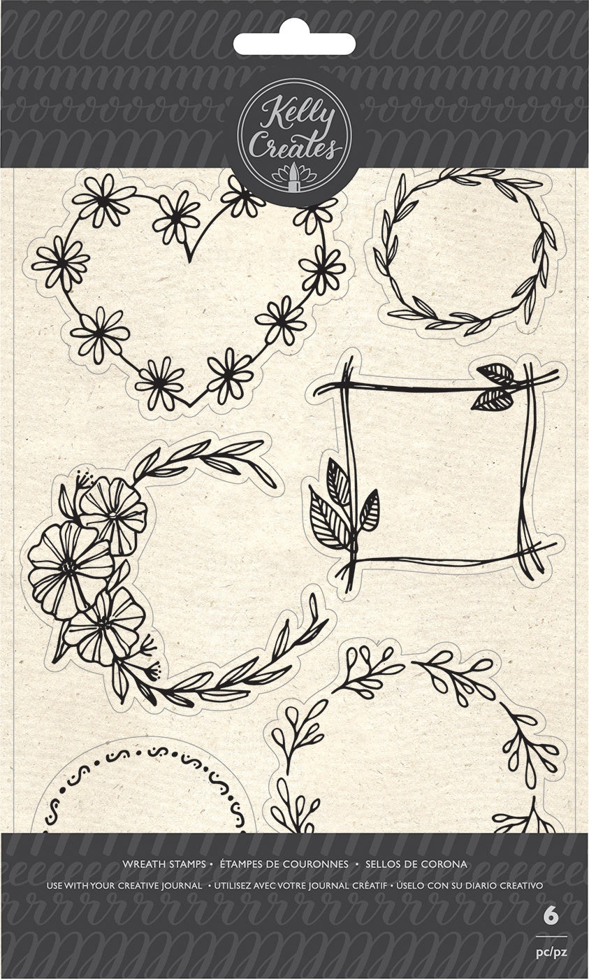 American Crafts Kelly Creates Acrylic Stamps - Floral Wreaths
