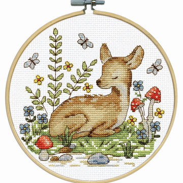 Design Works Deer with Hoop Cross Stitch Kit - 20cm x 20cm