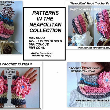 654 CROCHET TOUQUE, Neapolitan, baby to adult
