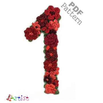 Flowers Numer 1 crochet applique pattern