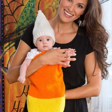 Candy Corn Cocoon & Cap in Red Heart Super Saver Economy Solids - LW3269