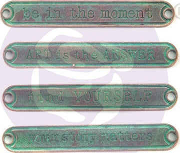 Prima Marketing Finnabair Mechanicals Metal Embellishments - Antique Labels 4/Pkg