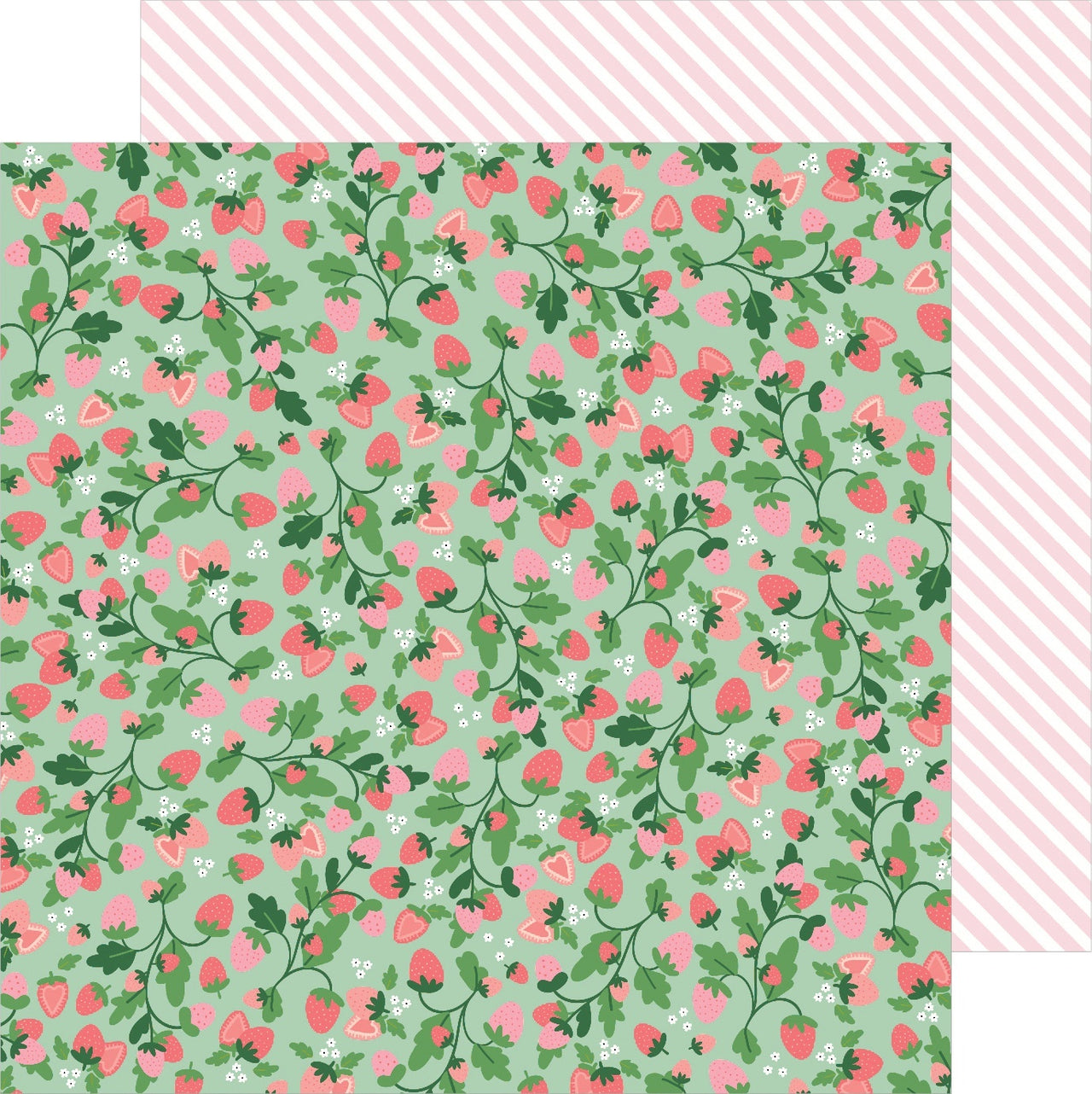 American Crafts Lovely Moments Double-Sided Cardstock 12"X12" 25/Pkg - Strawberry Fields