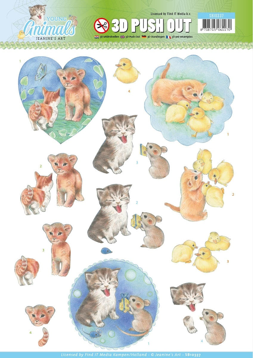 Find It Trading Jeanine's Art Punchout Sheet - Kittens, Young Animals