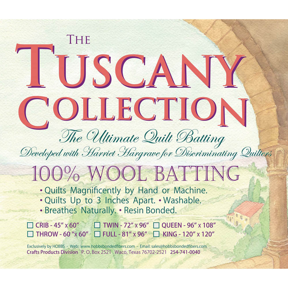 Hobbs Batting Tuscany 100% Washable Wool 72in x 96in Twin