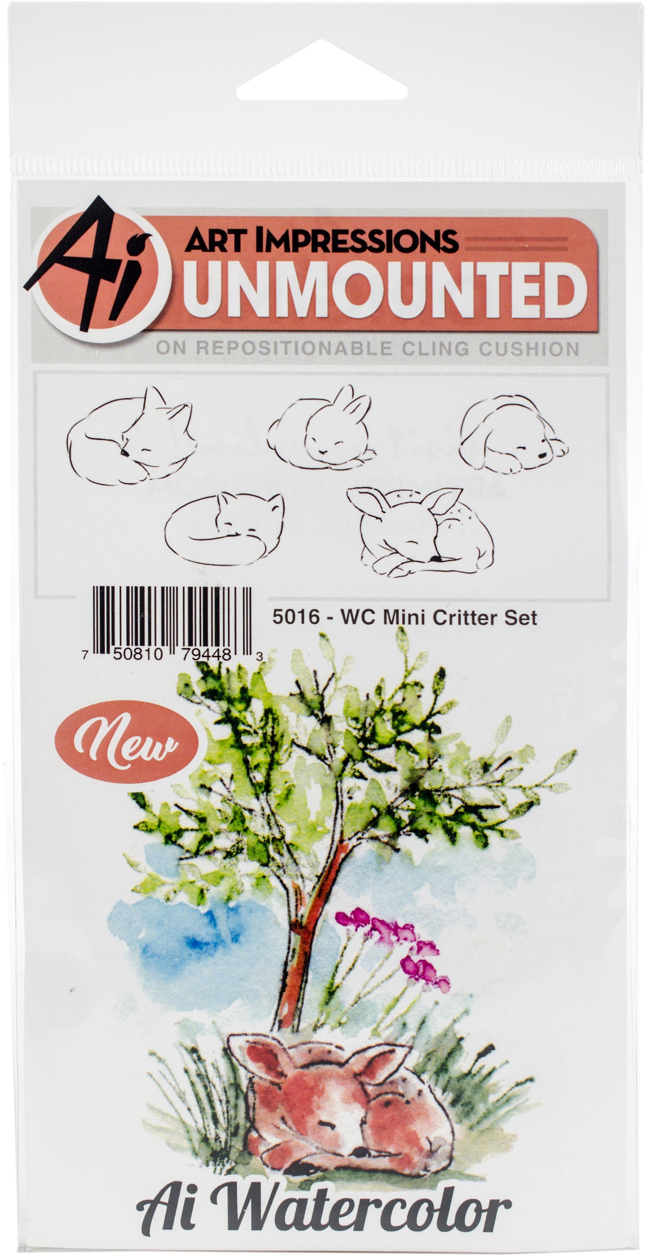 Art Impressions Watercolor Cling Rubber Stamps - Mini Critter Set