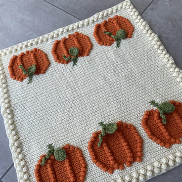 2-in-1 Crochet Autumn Fall Pumpkin Throw Blanket