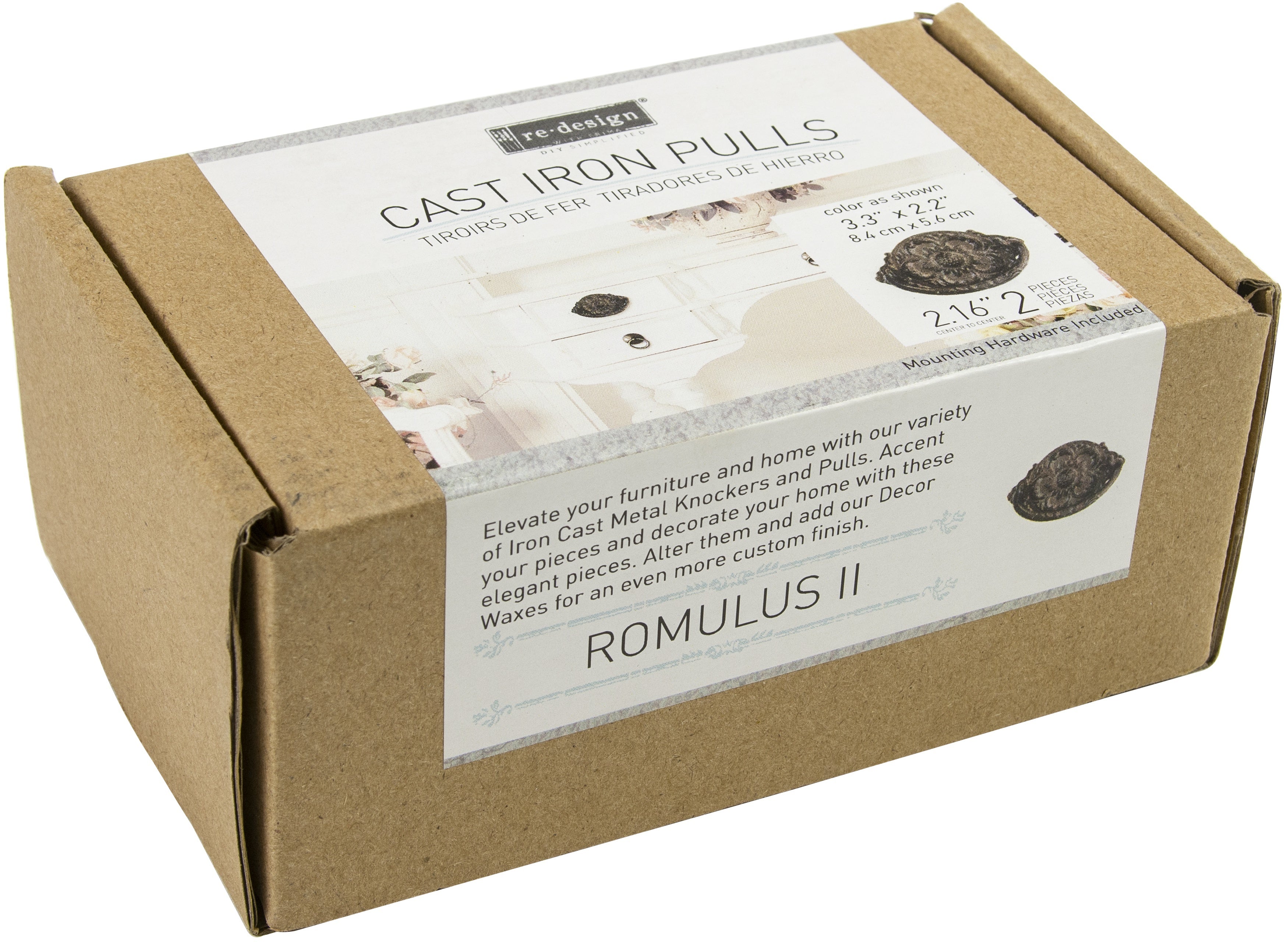 Prima Marketing Re-Design Cast Iron Pull 2/Pkg - Romulus II 3.3"X2.2"