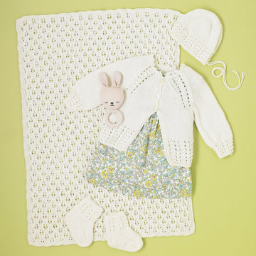 Petals and Leaves Set - Layette Knitting Pattern for Babies in Paintbox Yarns Baby DK