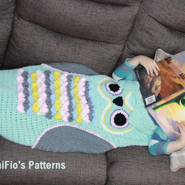 Crochet Pattern child owl cocoon UK & USA Terms #345