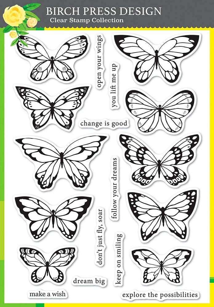 Memory Box Birch Press Designs Clear Stamps - Lovely Butterflies