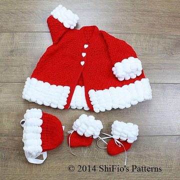 200- Pom Pom Edge Baby Matinee Set Knitting Pattern #200