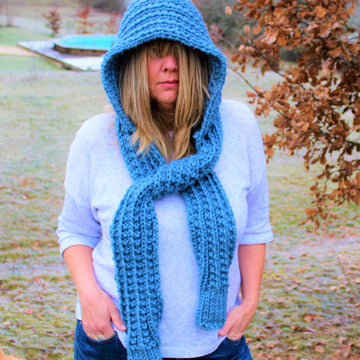 Winter Blues Hooded Scarf