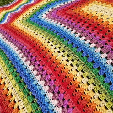 Rainbow Squared  Baby Blanket - Crochet pattern