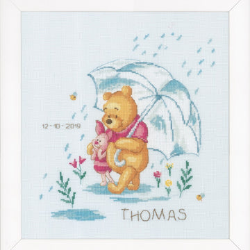 Vervaco Disney - Winnie the Pooh in the Rain Cross Stitch Kit - 26cm x 28cm
