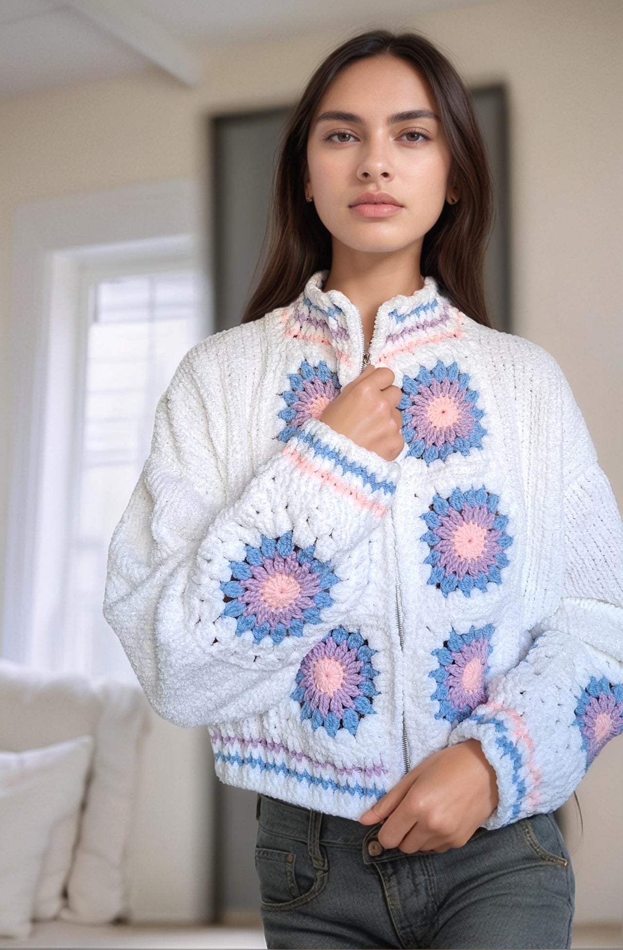 Sunflower Crochet and Knit Jacket