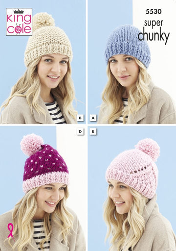 Hats and Scarf in King Cole Timeless Super Chunky - 5530 - Leaflet