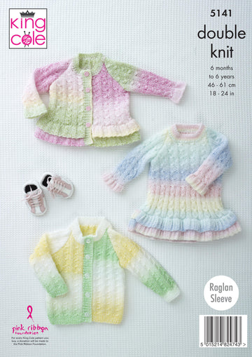 Cardigans and Dress in King Cole Melody DK - 5141 - Downloadable PDF
