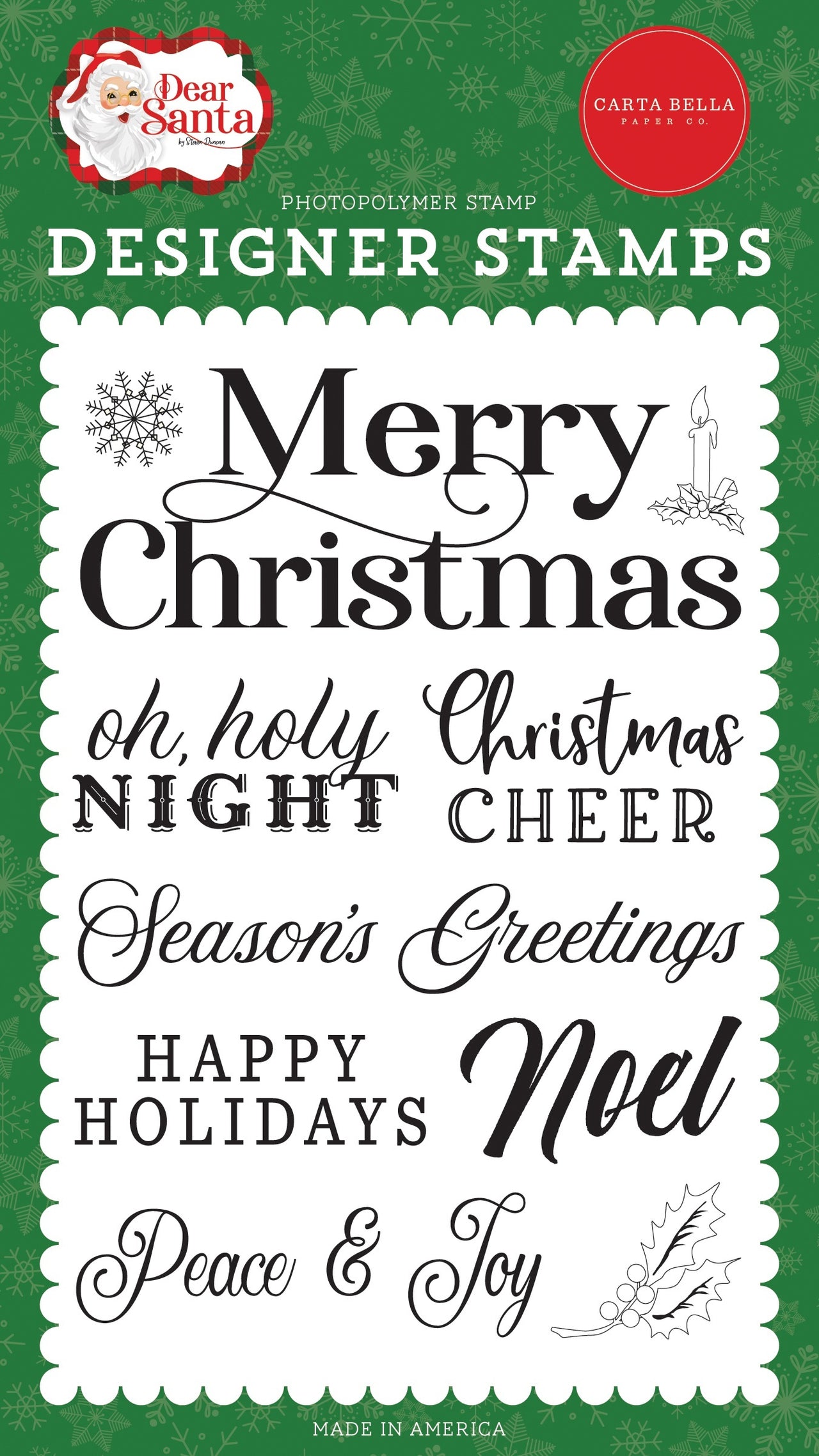 Echo Park Paper Carta Bella Stamps - Merry Christmas Sentiment