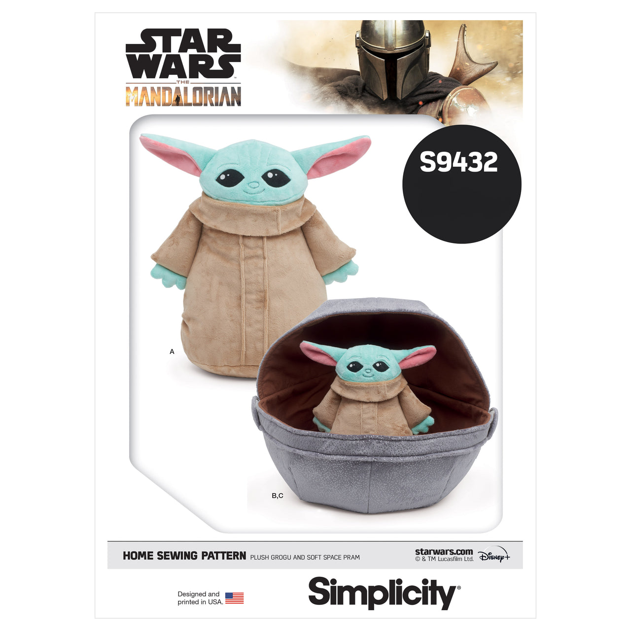 Simplicity Plush Grogu and Soft Space Pram S9432 - Paper Pattern, Size One size