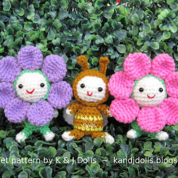 Bee, sunflowers and ladybug amigurumi crochet pattern